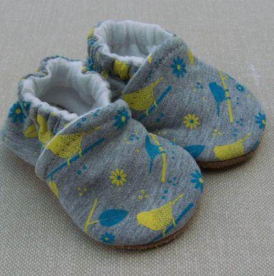 Organic Cotton Knit Slippers - Birds on a Branch