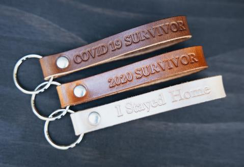 Personalized Keychain Leather, COVID 19 survivor