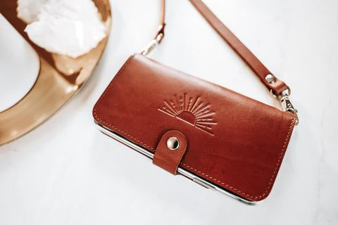 iPhone leather Wallet, Crossbody Purse Strap