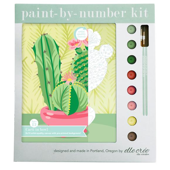 elle crée Paint-by-Number Kit - Cacti in Bowl