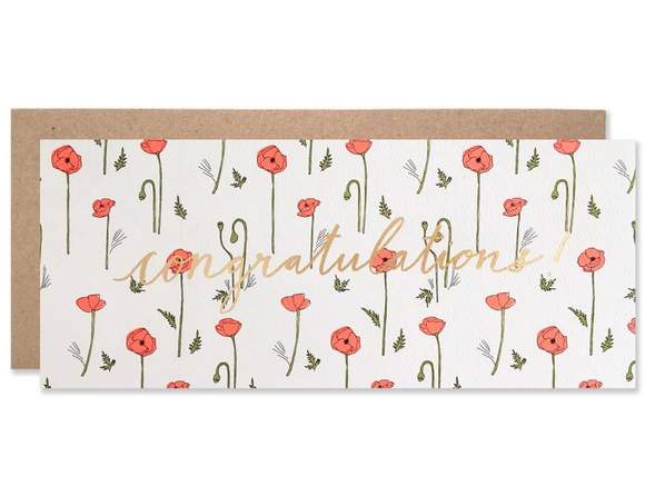 Hartland Card - Red Poppy Congratulations with Gold Foil