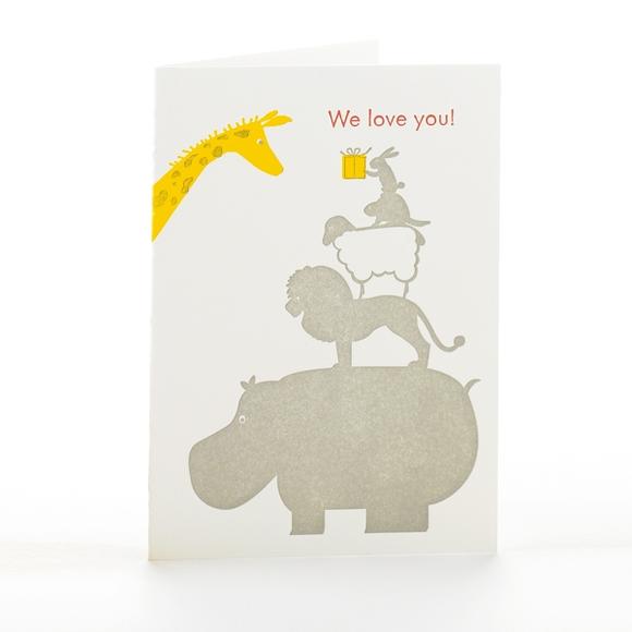 Ilee Papergoods Card - Stacked Animals "We Love You"
