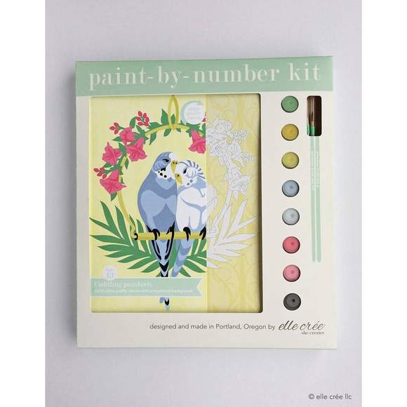 elle crée Paint By Number Kit - Cuddling Parakeets