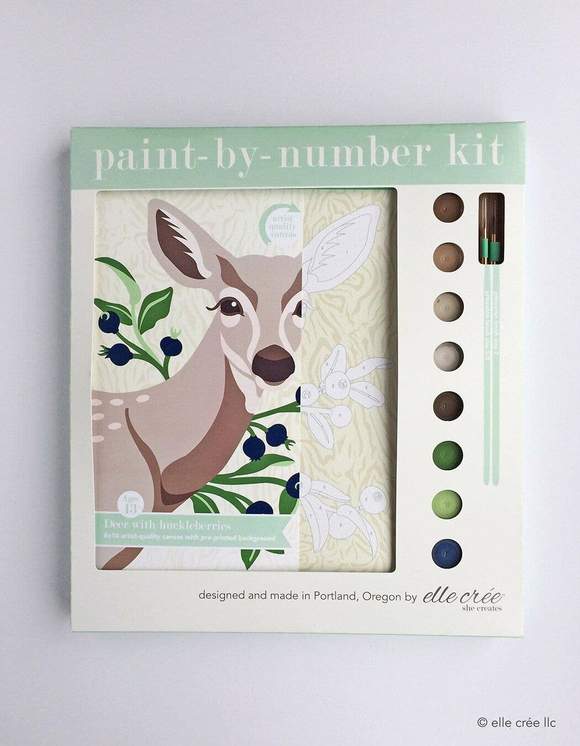 elle crée Paint-by-Number Kit - Deer with Huckleberries