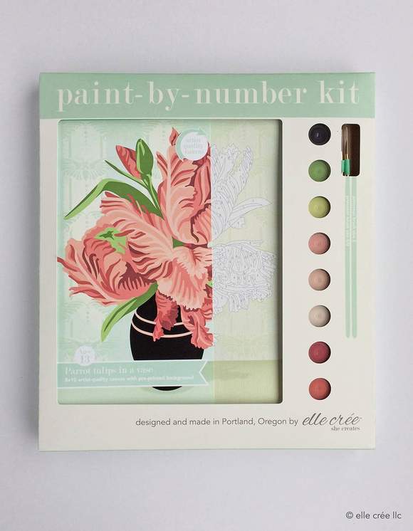 elle crée Paint-by-Number Kit - Parrot Tulips in Vase