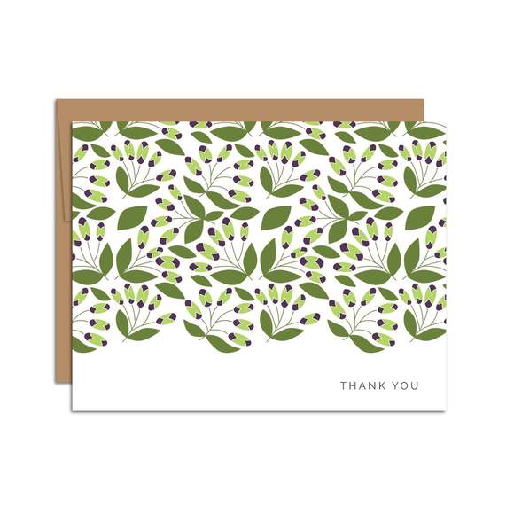Hazelmade Card - Thank You, Green + Indigo Florals