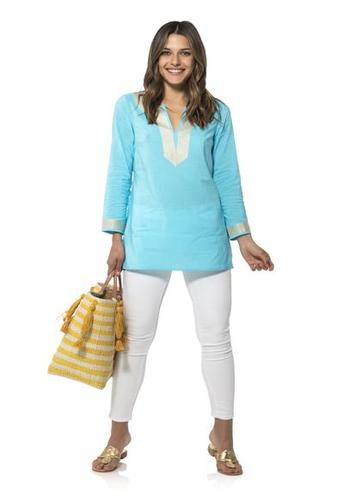 Long Sleeved tunic Top in Ocean Blue by Sail to sable
