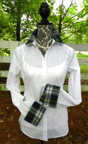 White French Cuff Shirt with Bl/gr cuff by Pearly Vine
