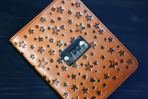 Custom Leather Passport Cover, Star pattern