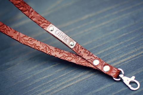 Custom Leather Lanyard, Branches pattern