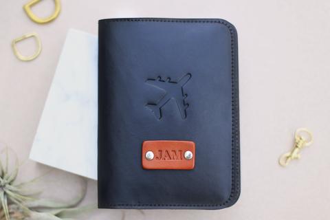 Custom Leather Passport Wallet, Airplane