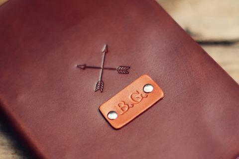 Custom Leather Journal, Crossed Arrows