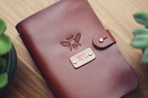 Custom Leather Journal, Honey Bee