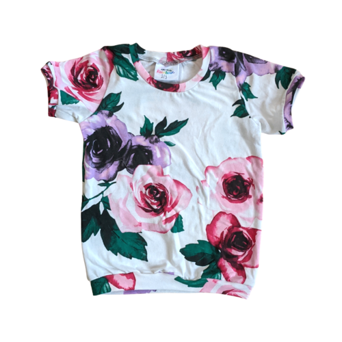 2T/3T - Logan Tee - Pink + Purple Floral (Ready to Ship)