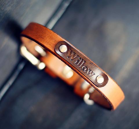 Personalized Leather Dog Collar, 5/8" No pattern