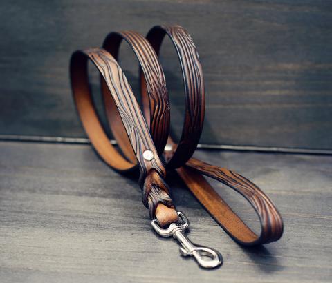 Braided Leather Dog leash, 3/4 inch