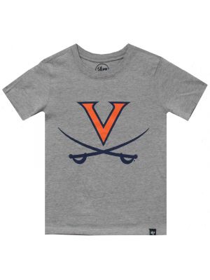 47 Brand Gray Youth V and Crossed Sabers T-Shirt