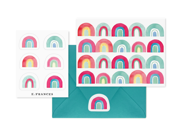 E. Frances Notecard & Sticker Set - Rainbow Quartet