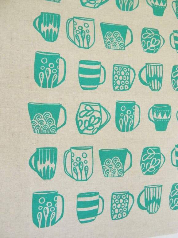 The High Fiber Kitchen Towel -Teacups in Turquoise
