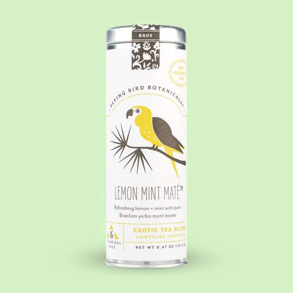 Flying Bird Botanicals Lemon Mint Maté 6 Tea Bag Tin