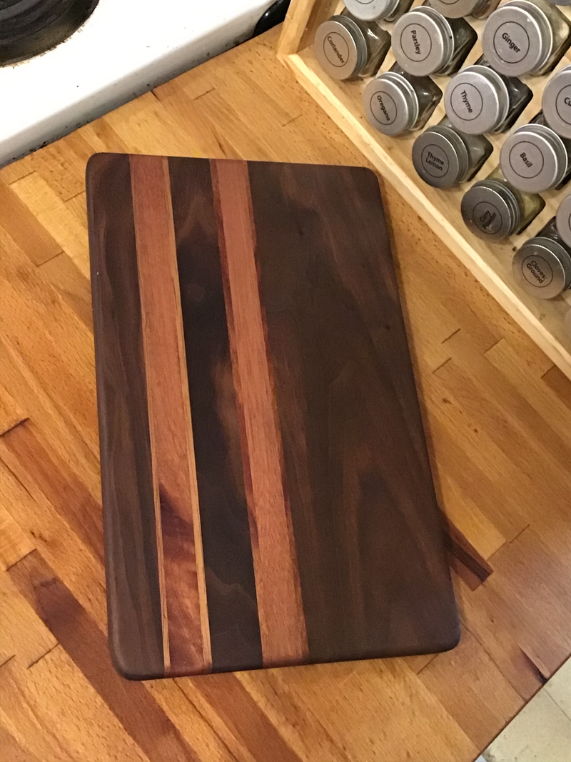 Double Walnut and Mahogany Cutting or Serving Board