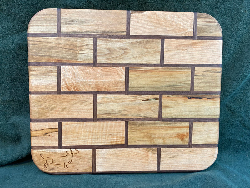 Maple with Black Walnut Rectangles Cutting or Serving Board