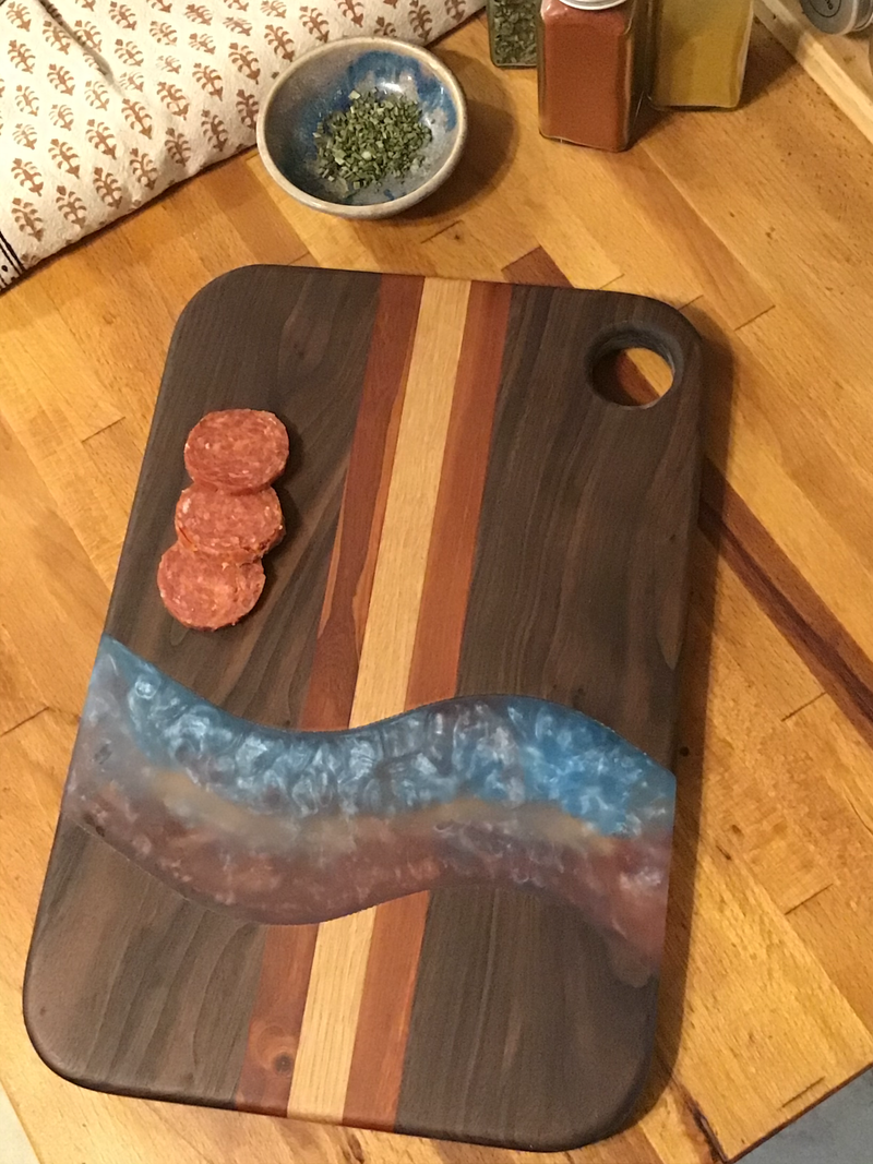 Blue and Purple Wave Cutting or Serving Board
