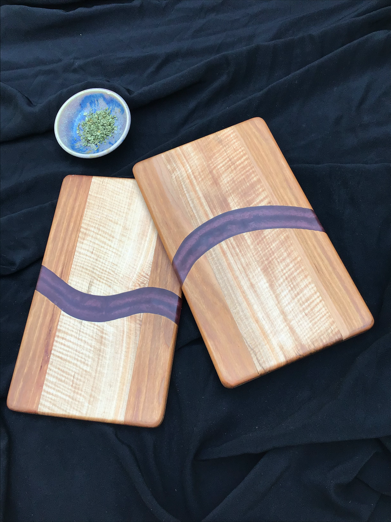 Pair of Purple Epoxy Cutting or Serving Boards