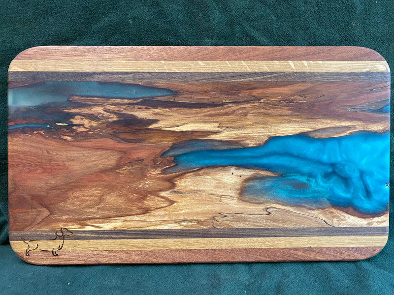 Blue River with Pecan live edge Cutting or Serving Board