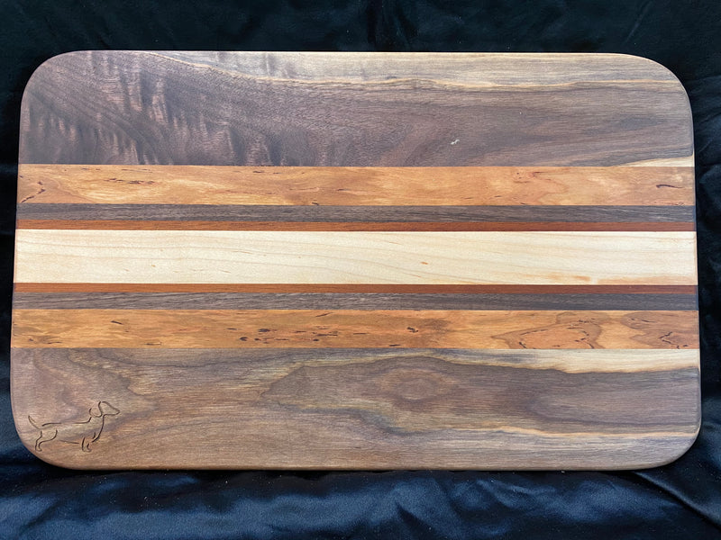 Exotic Brazilian Mahogany, Maple, Oak and Pecan Cutting or Serving Board