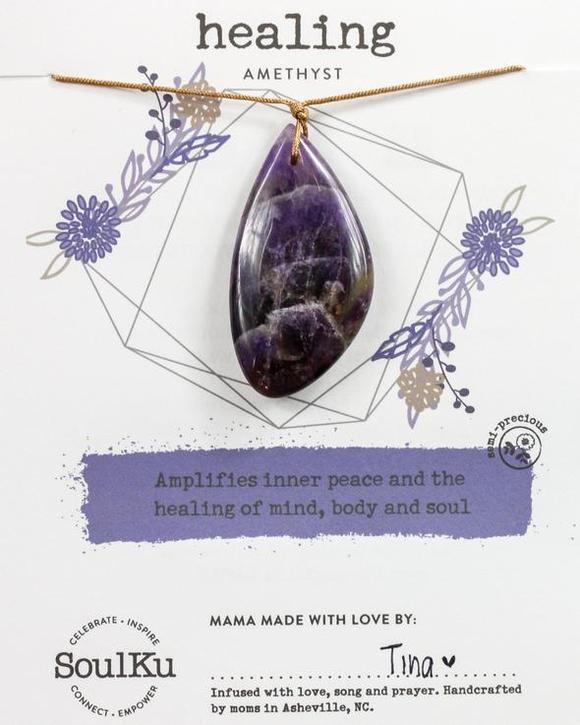 Soulku - Amethyst Touchstone Necklace for Healing