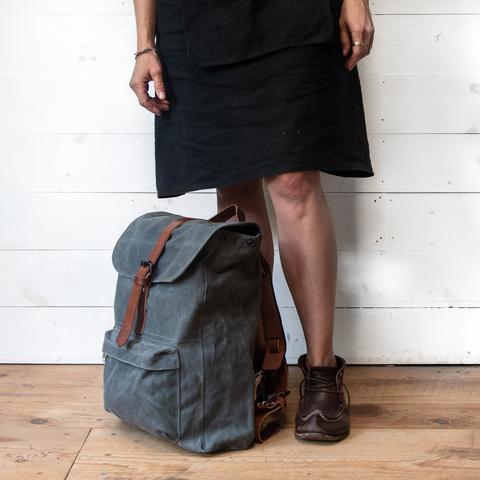 Peg and Awl - Waxed Canvas - Rogue Backpack in Slate