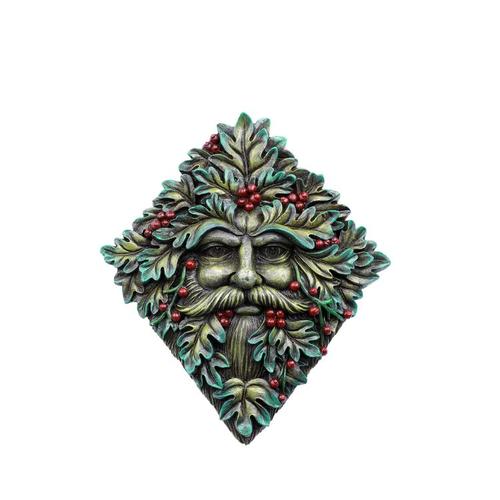 Green Man Plaque with Holly