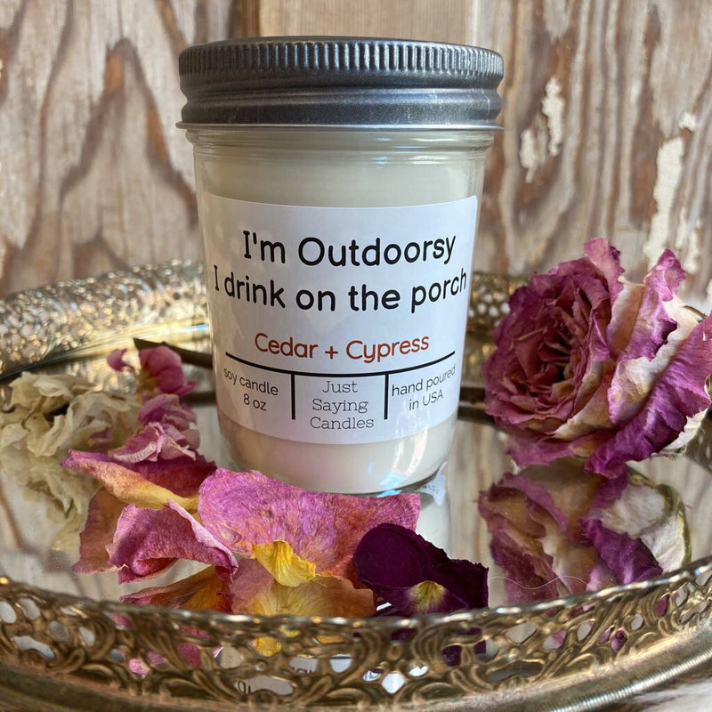 I'm Outdoorsy 8oz Jar Candle - Cedar + Cypress