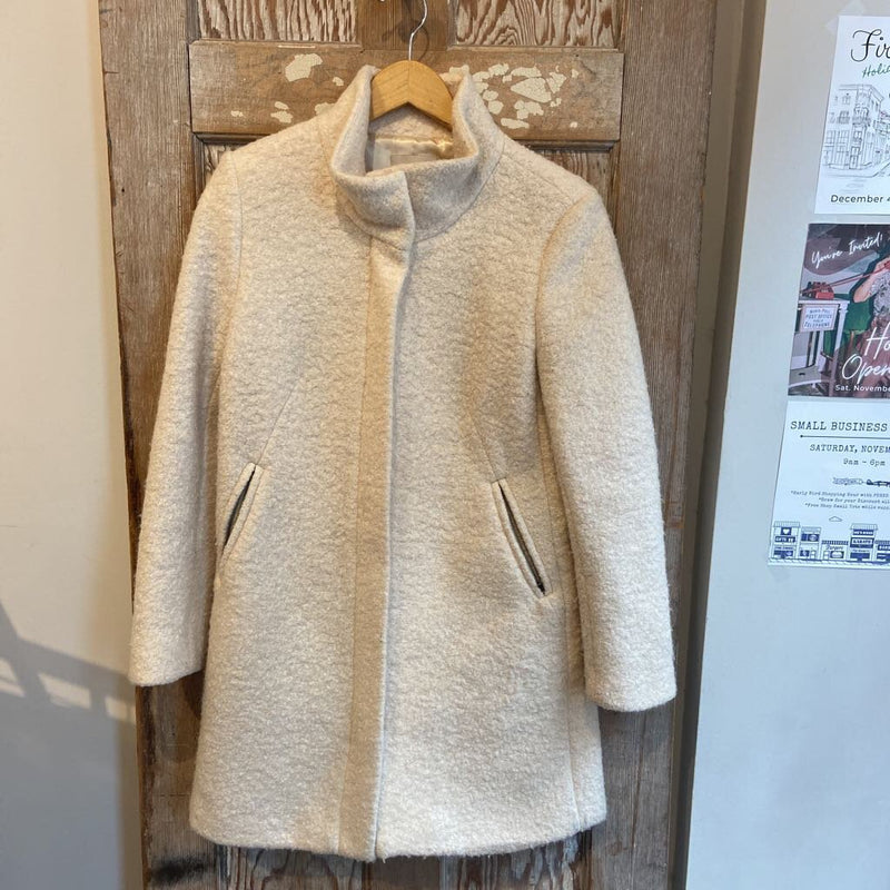 Wool Blend Zip Up Coat