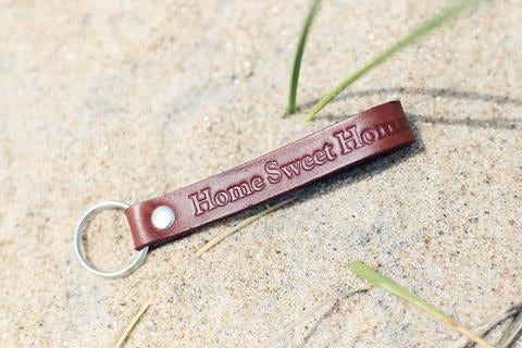 Keychain Leather Personalized, Realtors closing gift, home sweet home