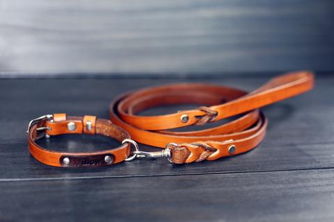 Braided Leather Dog leash, 5/8 inch Wide