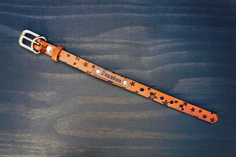 Personalized Leather Dog Collar, 5/8" Star pattern