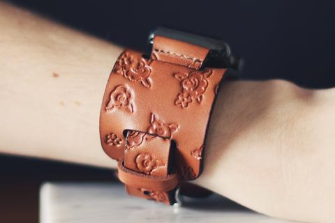 Apple watch leather Cuff Band, Roses