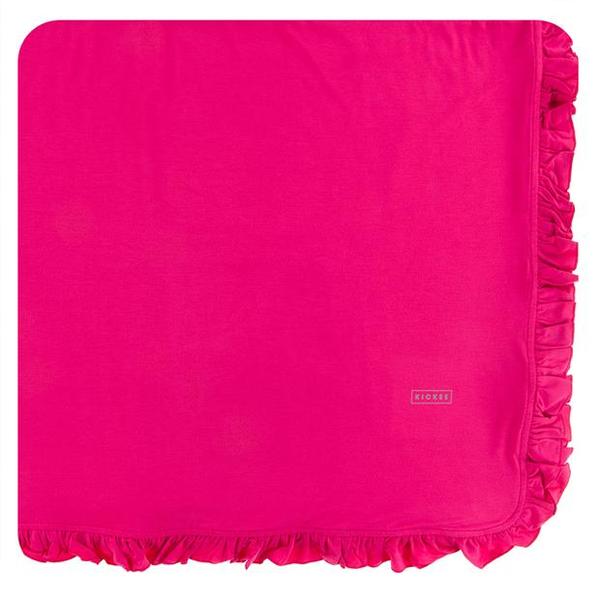 Ruffle Stroller Blanket - Prickly Pear Solid
