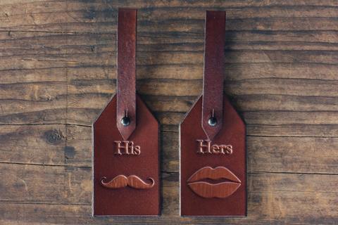 Mr & Mrs. Custom Leather Luggage Tags, His and Hers