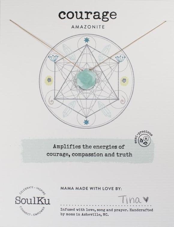 Soulku - Amazonite Sacred Geometry Necklace for Courage