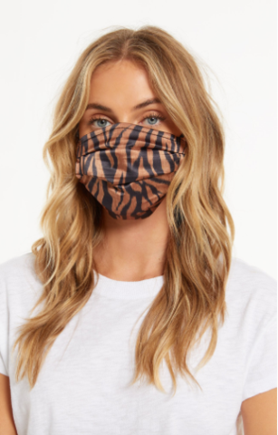 Z Supply Adult Reusable Satin Face Mask Black and Brown Zebra