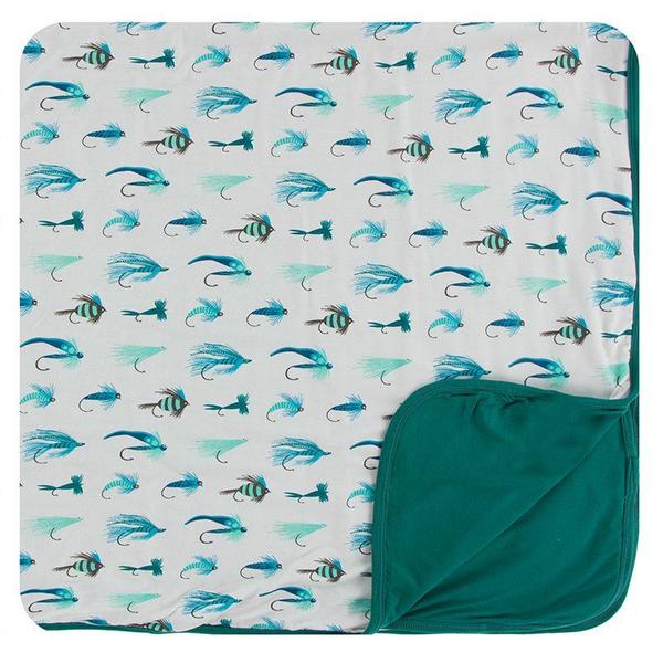 Print Stroller Blanket - Natural Fishing Flies