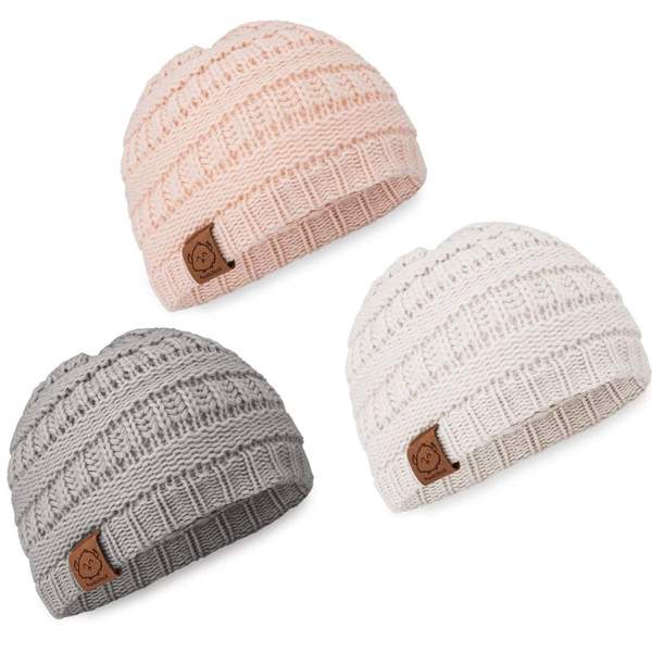 Baby Knitted Beanie - 3 Pack (Sweet Pea)