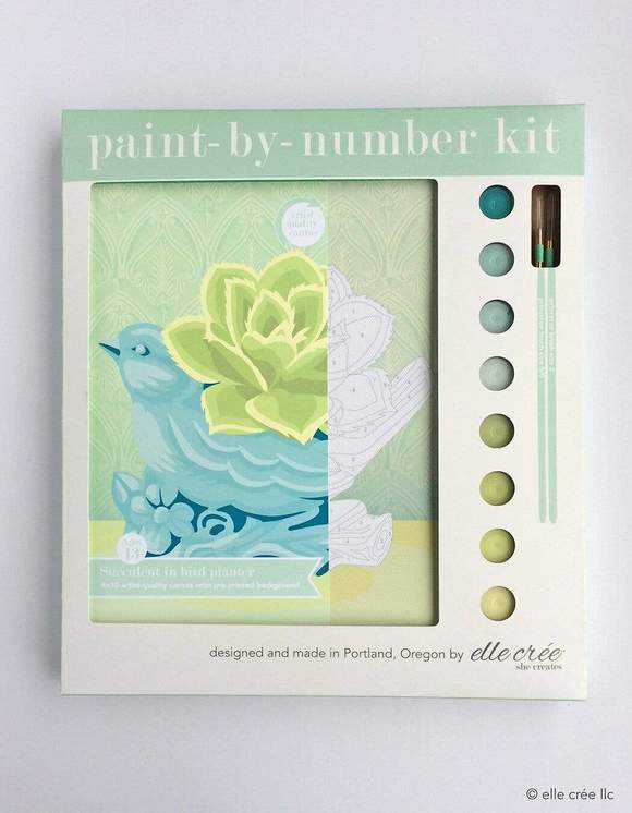 elle crée Paint-by-Number Kit - Succulent in Bird Planter