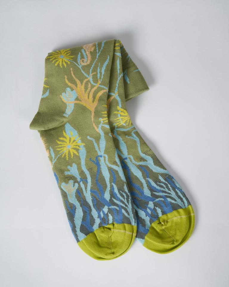 short sock- sage floral