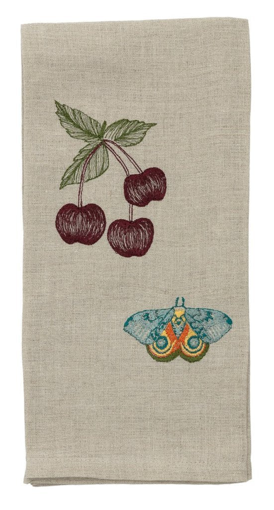 Coral & Tusk Tea Towel - Cherries and Butterfly