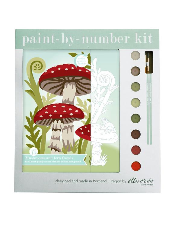 elle crée Paint By Number Kit - Mushrooms & Fern Fronds
