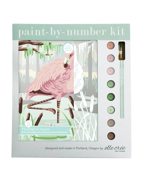 elle crée Paint-by-Number Kit - Flamingo in Lagoon